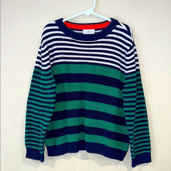 Hanna Andersson Blue and Green Crewneck striped Sweater top size 120 - Picture 1 of 6